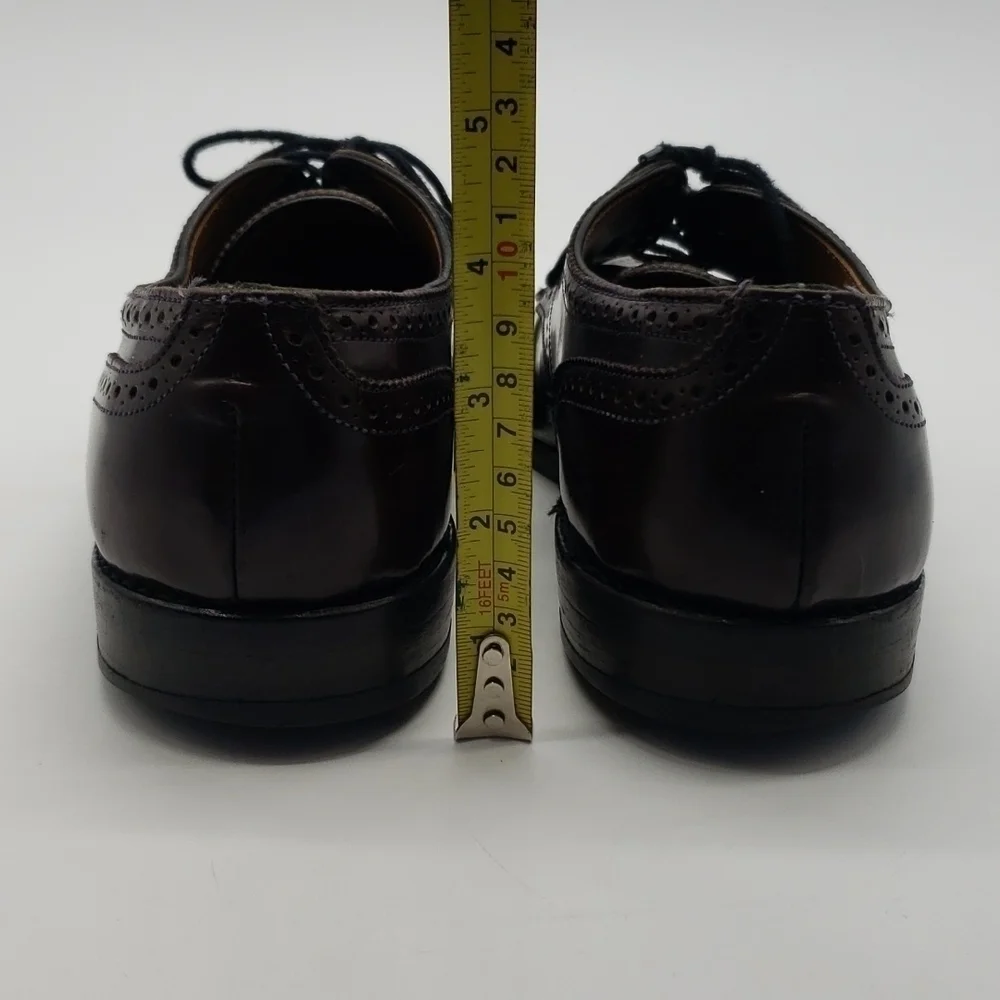 𝅺allen Edmonds Sanford Men 8D burgundy dress shoes cap toe lace up oxford brogue